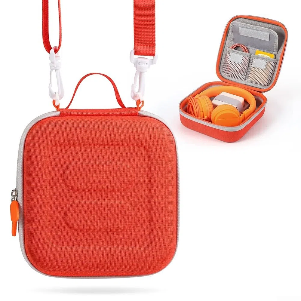 Funda protectora de viaje de EVA para Yoto Mini edición 2024 diseñada con correa ajustable para mayor comodidad y almacenamiento seguro en movimiento (naranja)